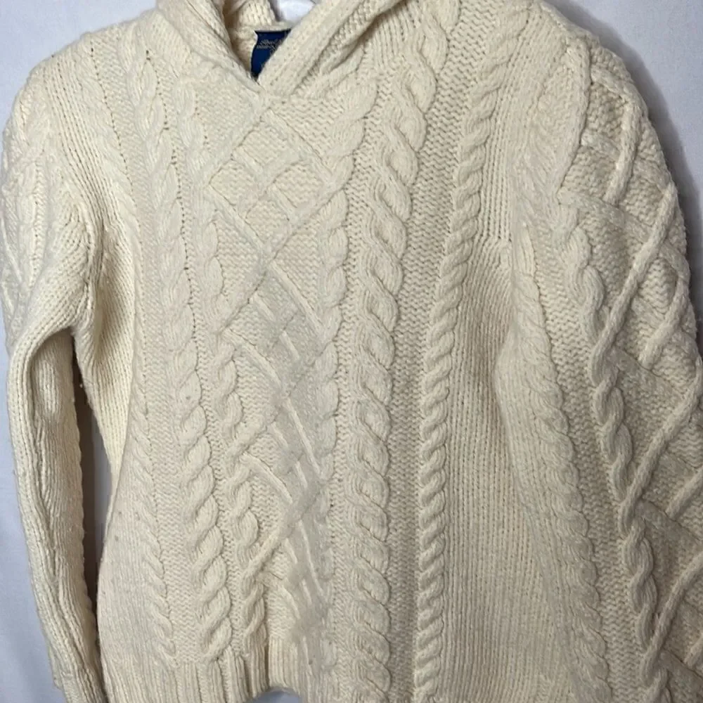 Paul James 100% Wool Fisherman Hooded Sweater. Size XS.